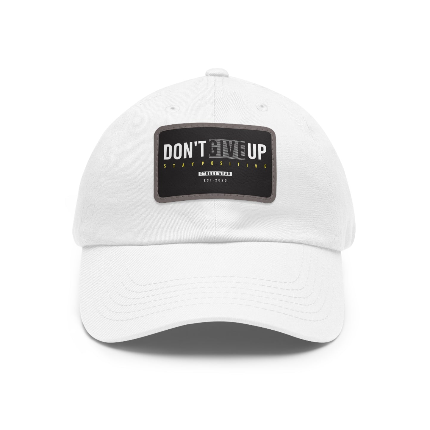 Gorro "DON"T GIVE UP" con parche de cuero