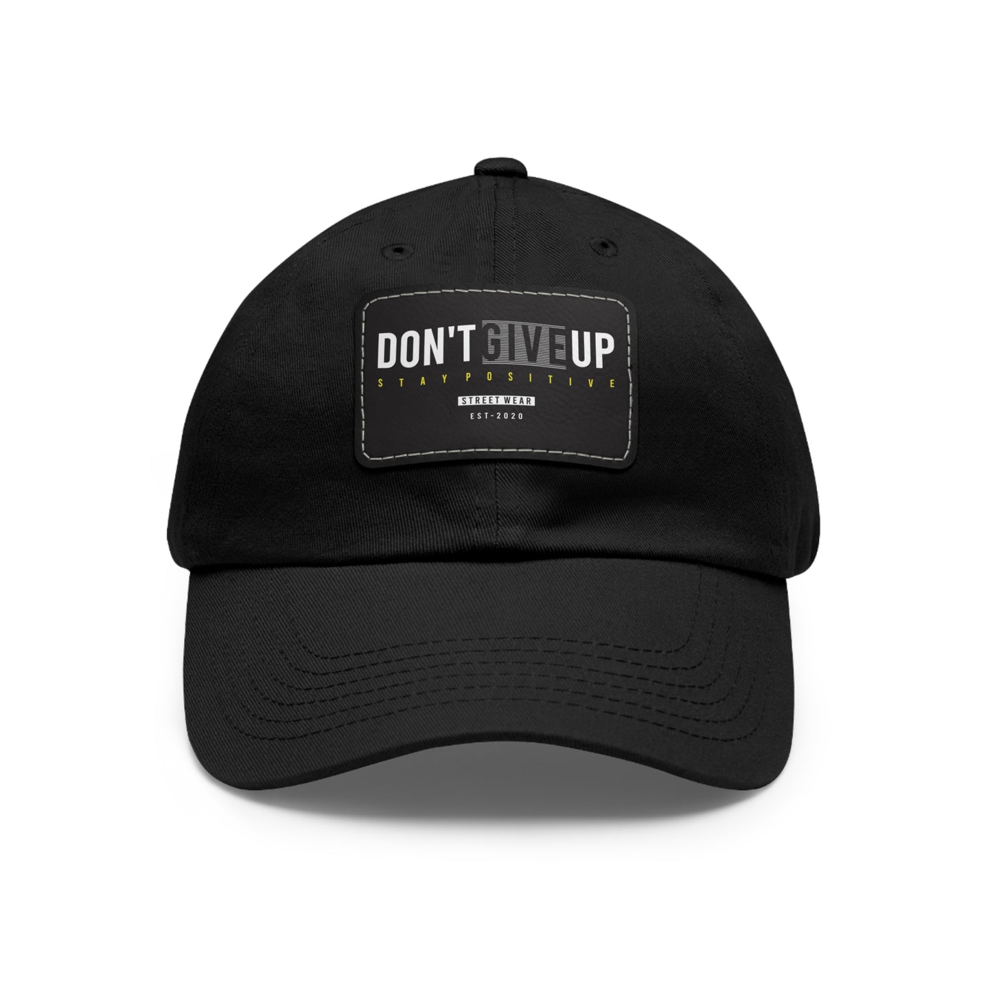 Gorro "DON"T GIVE UP" con parche de cuero