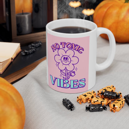 "NO TOXIC VIBES" Ceramic Coffee Cup