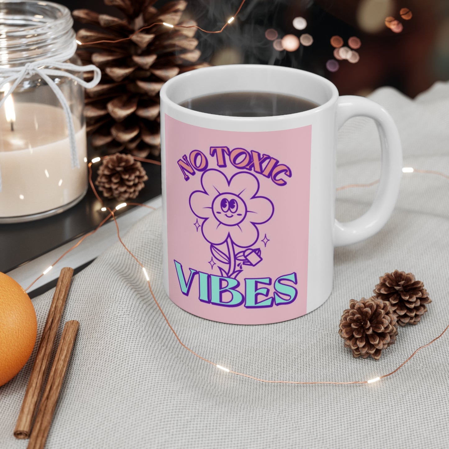 "NO TOXIC VIBES" Ceramic Coffee Cup